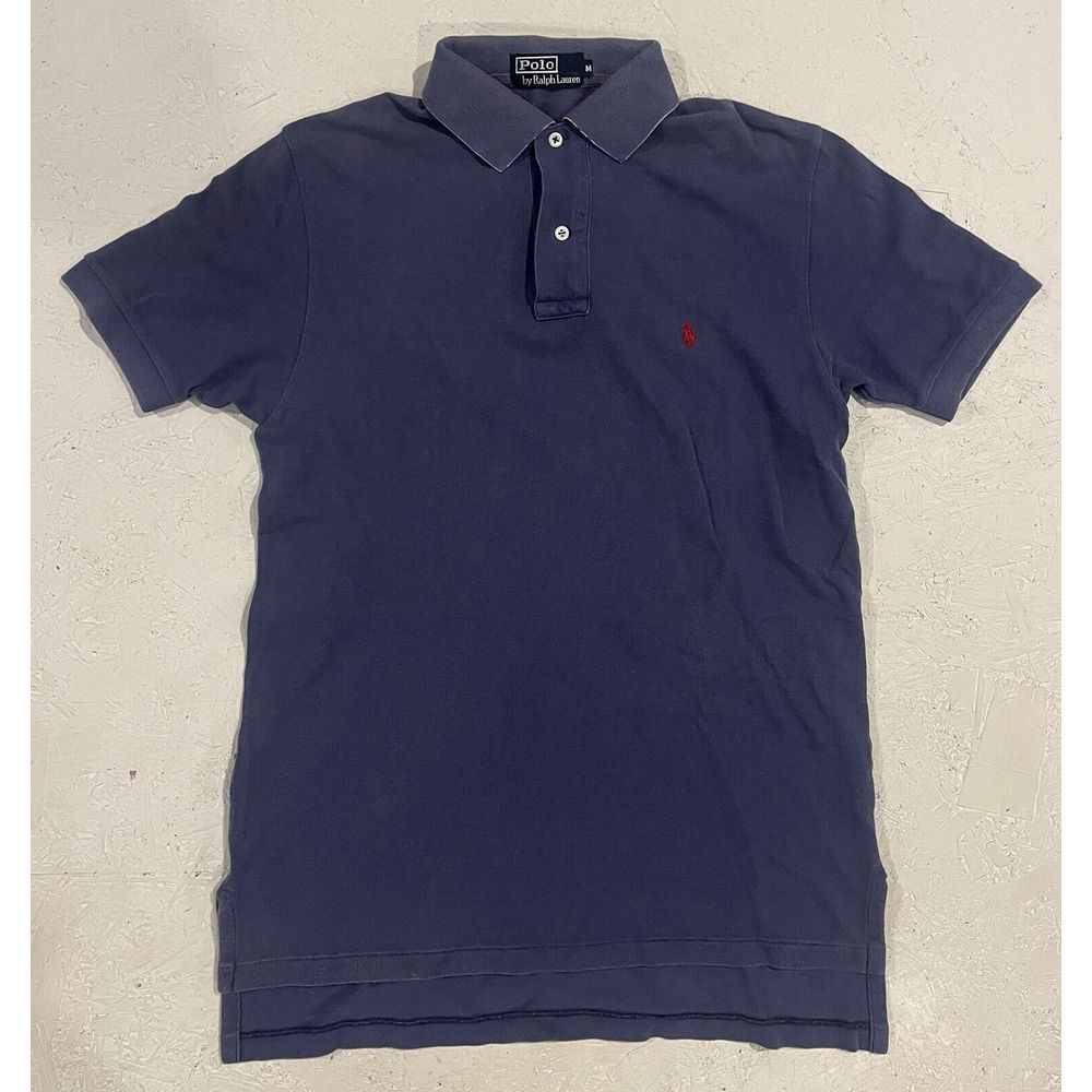 VINTAGE Polo Ralph Lauren Polo Shirt Mens M Blue Orange Green Striped Rugby Golf